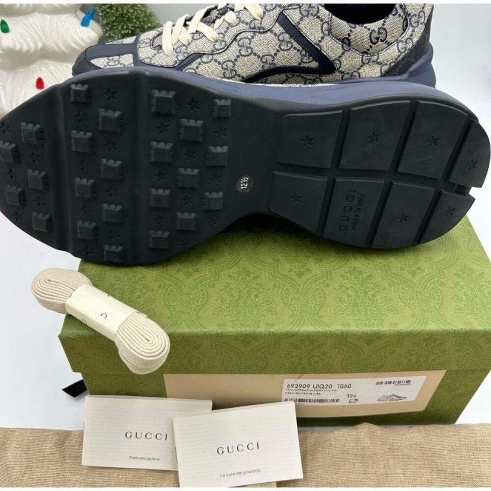 Gucci men's Rython GG Supreme monogram trainers size 12.5 made in Italy - Picture 7 of 12
